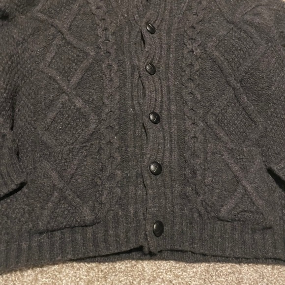 Aran Crafts Merino Wool Cardigan sweater gray cable knit chunky fisherman - Picture 2 of 3